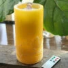 Yellow Wax With Butterfly Design Aquaflame Fountain Candle - Remote Control 1 Yellow Wax With Butterfly Design Aquaflame Fountain Candle - Remote Control -Solar Christmas Holiday Shop yellow with bubbles